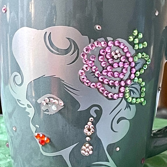 Gray coffee tea bling mug Handcrafted New - Picture 5 of 7